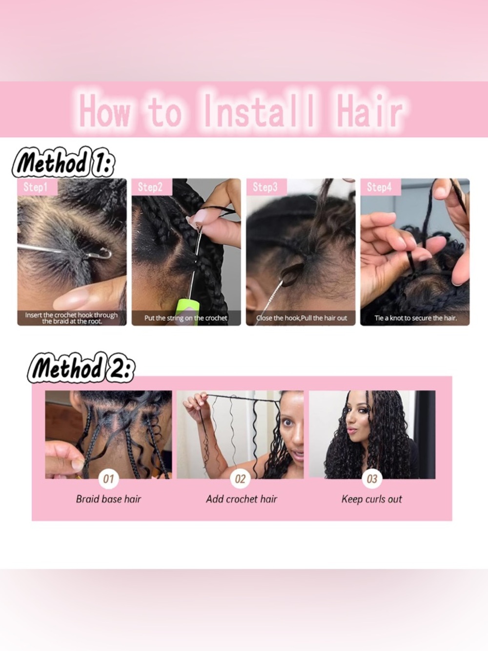 Black Deep Wave Feather Tip Crochet Braids, Pre-Looped, Soft, Curly Extensions - Picture 7 of 13